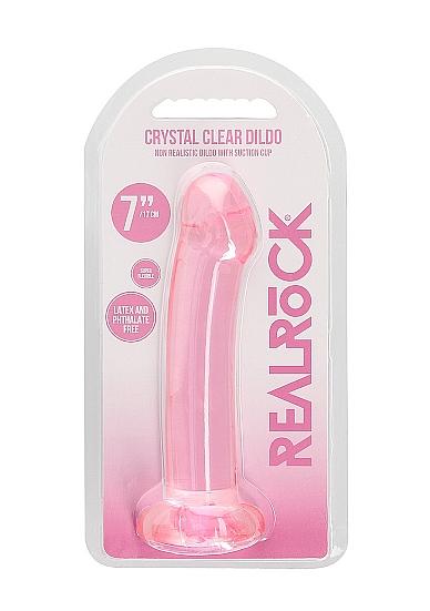 Realrock Crystal Clear Non-realistic Dildo With Suction Cup 6.7 In. Pink