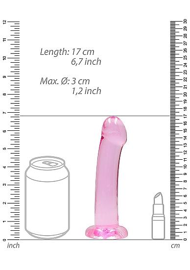 Realrock Crystal Clear Non-realistic Dildo With Suction Cup 6.7 In. Pink