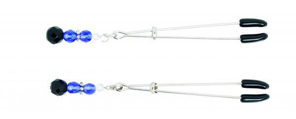 Blue Beaded Nipple Clamps With Tweezer Tip Blue