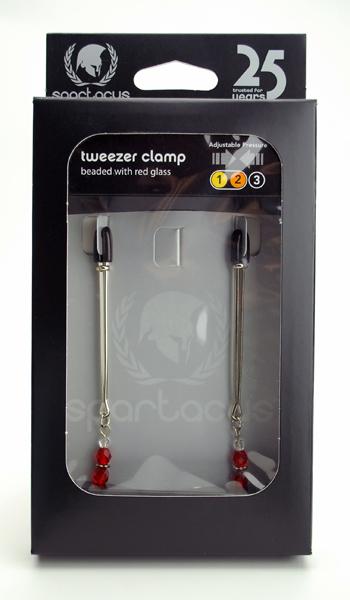 Red Beaded Nipple Clamps With Tweezer Tip - Red