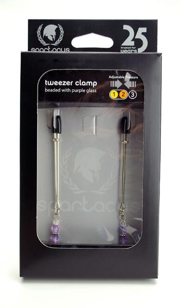 Purple Beaded Nipple Clamps With Tweezer Tip - Purple