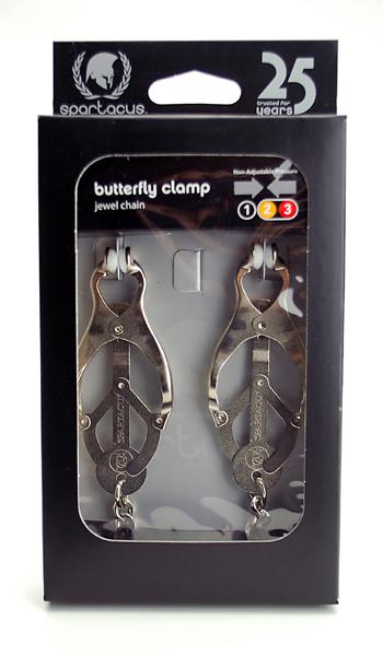 Endurance Butterfly Nipple Clamps With Link Chain - Silver