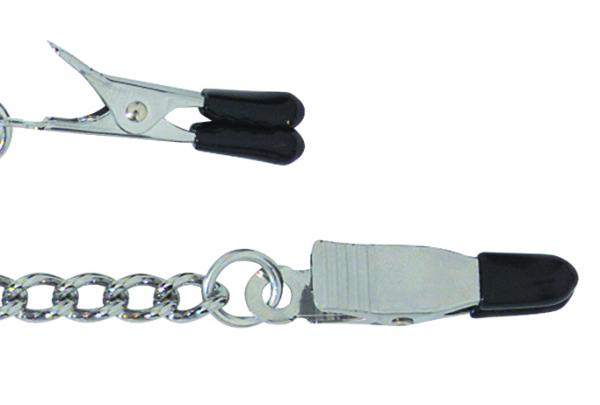 Endurance Tapered Tip Nipple Clamps With Link Chain Silver