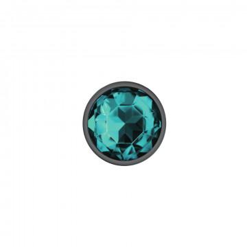 Cheeky Charms Round Teal Small Gunmetal Butt Plug