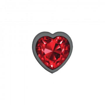 Cheeky Charms Heart Deep Red Small Gunmetal Butt Plug