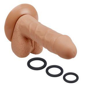 Pro Sensual Premium Silicone Dong 6 inch with 3 C-Rings Tan